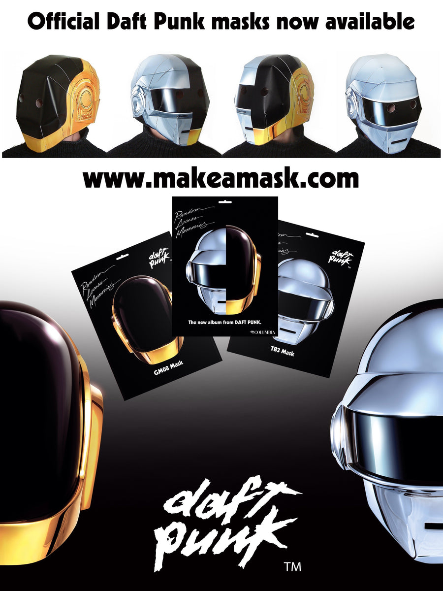 DAFT PUNK Random Access Memories SET OF 3:TB3,GM08&Split Helmet 3D  Make-A-Mask